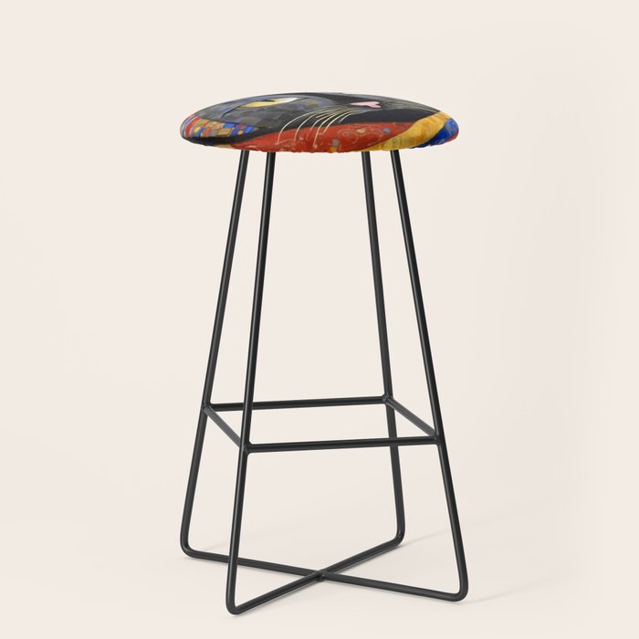 Gustav Klimt Cat with Colorful Clothing  Stool Gallery Image 1