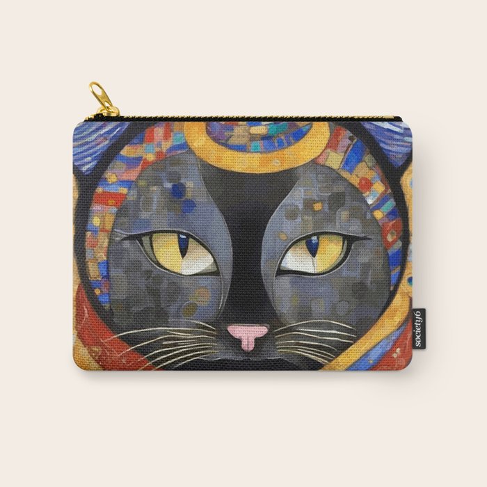Gustav Klimt Cat with Colorful Clothing  Carry All Pouch Gallery Image 1