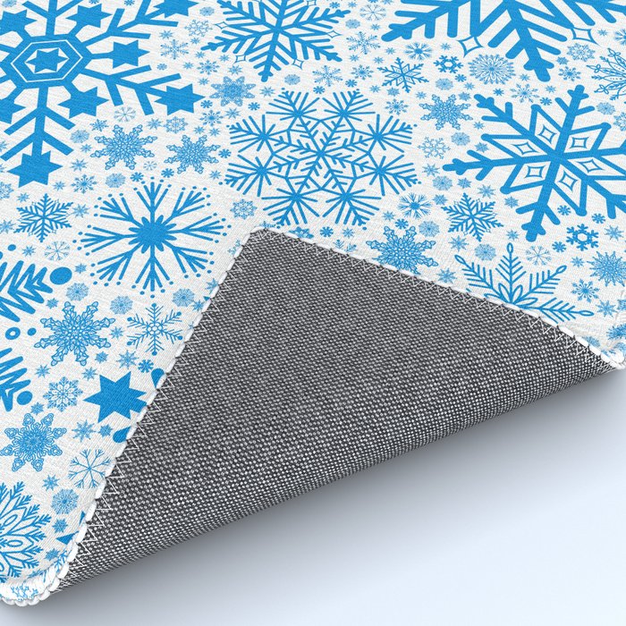 Blue Snowflakes - Light Background Rug Gallery Image 4