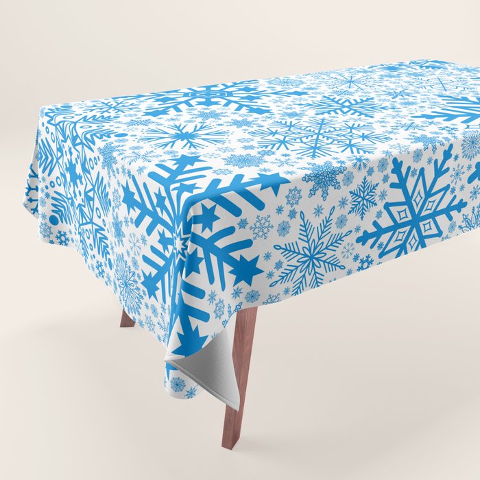 Blue Snowflakes - Light Background Tablecloth Gallery Image 1