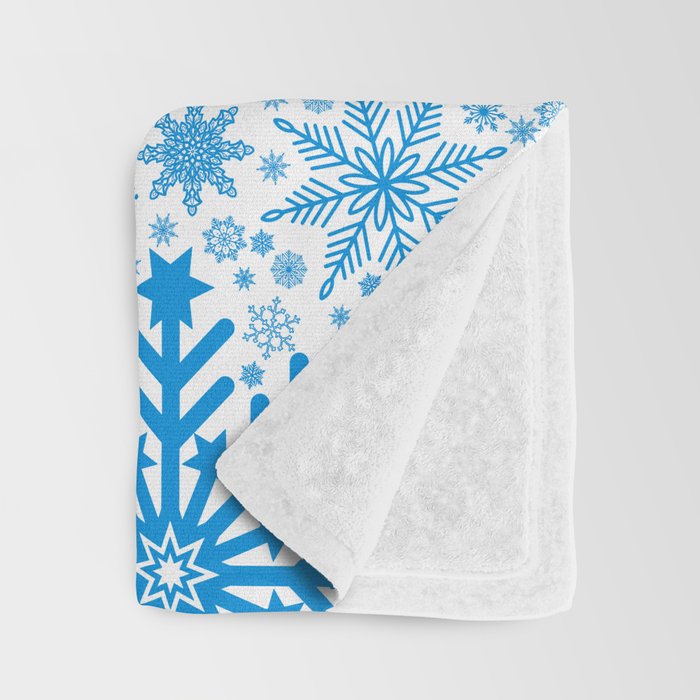 Blue Snowflakes - Light Background Throw Blanket Gallery Image 3