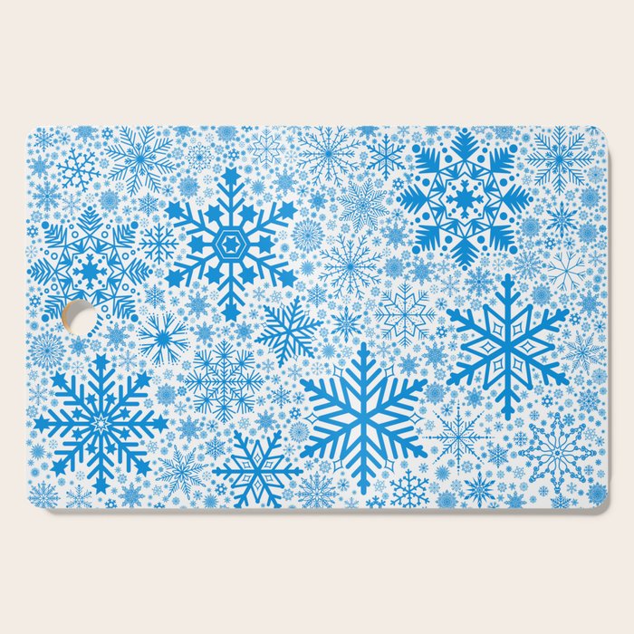 Blue Snowflakes - Light Background Cutting Board Gallery Image 1