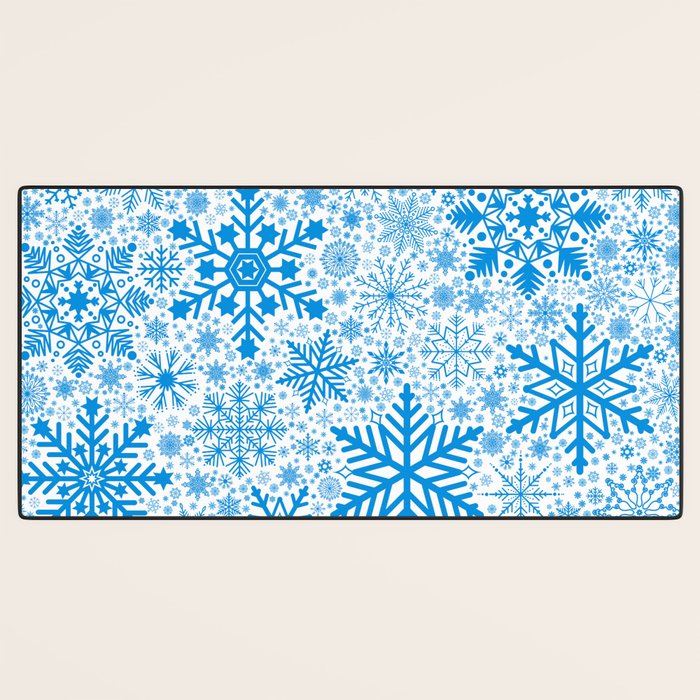Blue Snowflakes - Light Background Desk Mat Gallery Image 3
