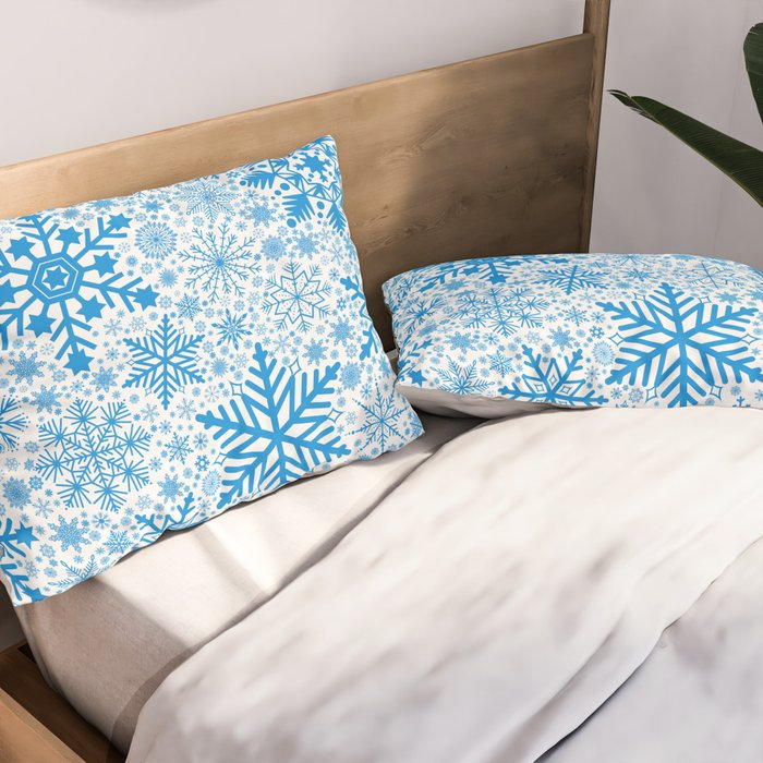 Blue Snowflakes - Light Background Pillow Sham Gallery Image 2