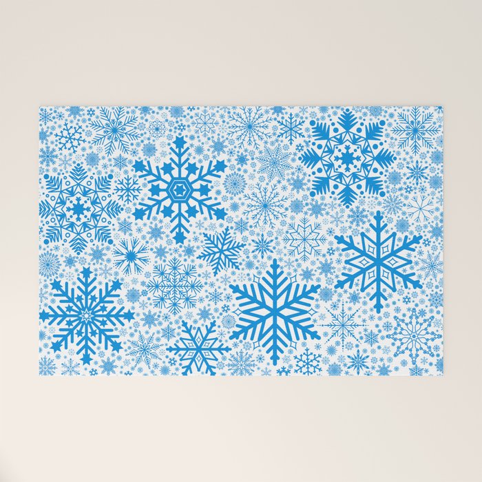 Blue Snowflakes - Light Background Welcome Mat Gallery Image 1