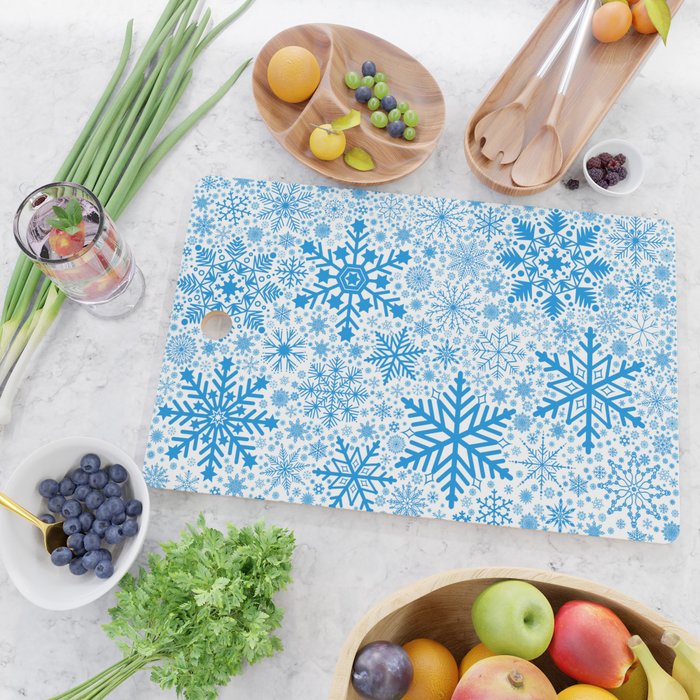 Blue Snowflakes - Light Background Cutting Board Gallery Image 2