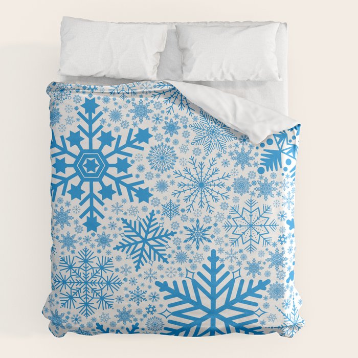 Blue Snowflakes - Light Background Duvet Cover Gallery Image 2