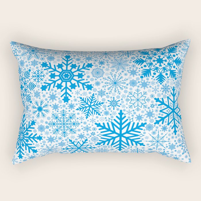 Blue Snowflakes - Light Background Rectangular Pillow Gallery Image 1