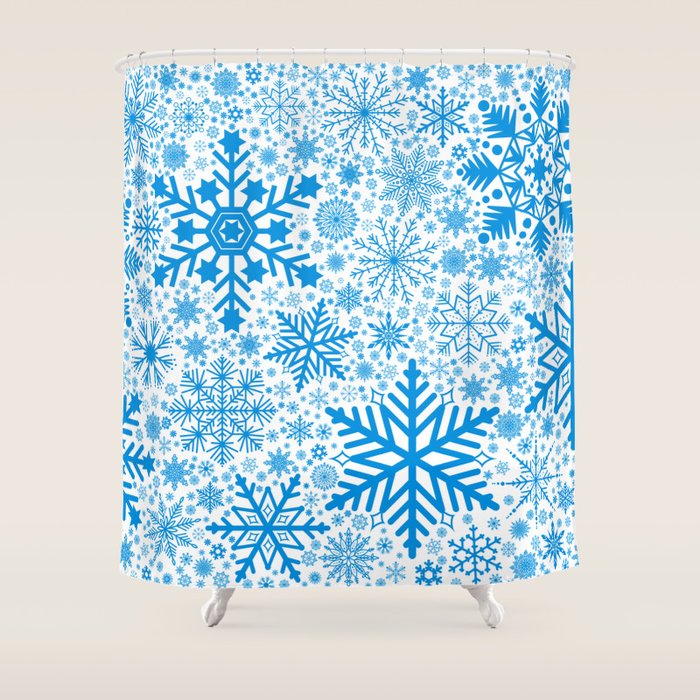 Blue Snowflakes - Light Background Shower Curtain Gallery Image 1
