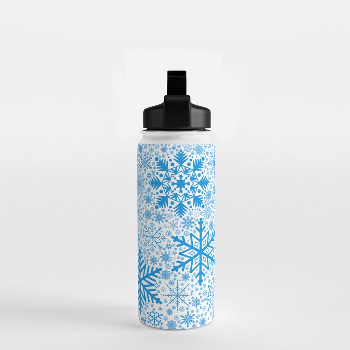 Blue Snowflakes - Light Background Water Bottle Gallery Image 2