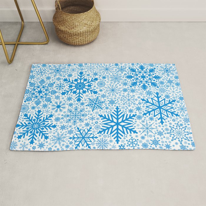 Blue Snowflakes - Light Background Rug Gallery Image 1