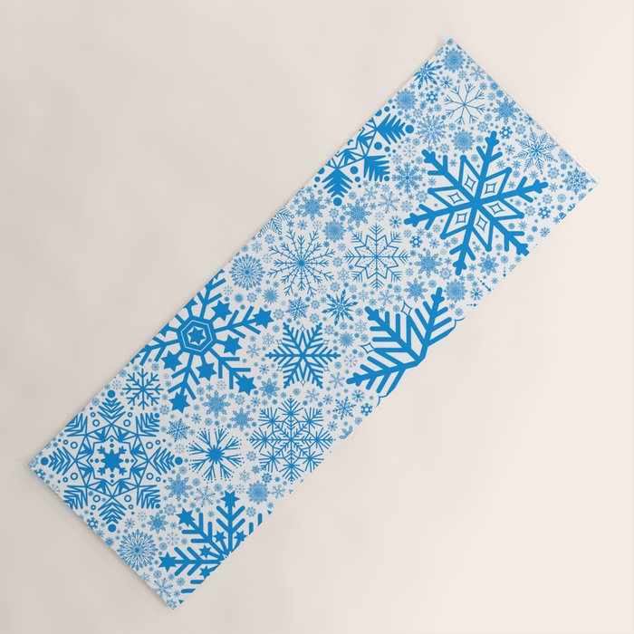 Blue Snowflakes - Light Background Yoga Mat Gallery Image 1