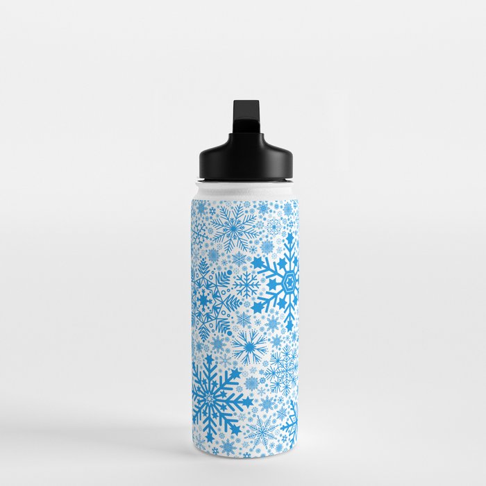 Blue Snowflakes - Light Background Water Bottle Gallery Image 3
