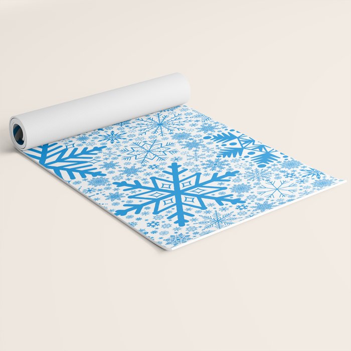 Blue Snowflakes - Light Background Yoga Mat Gallery Image 2