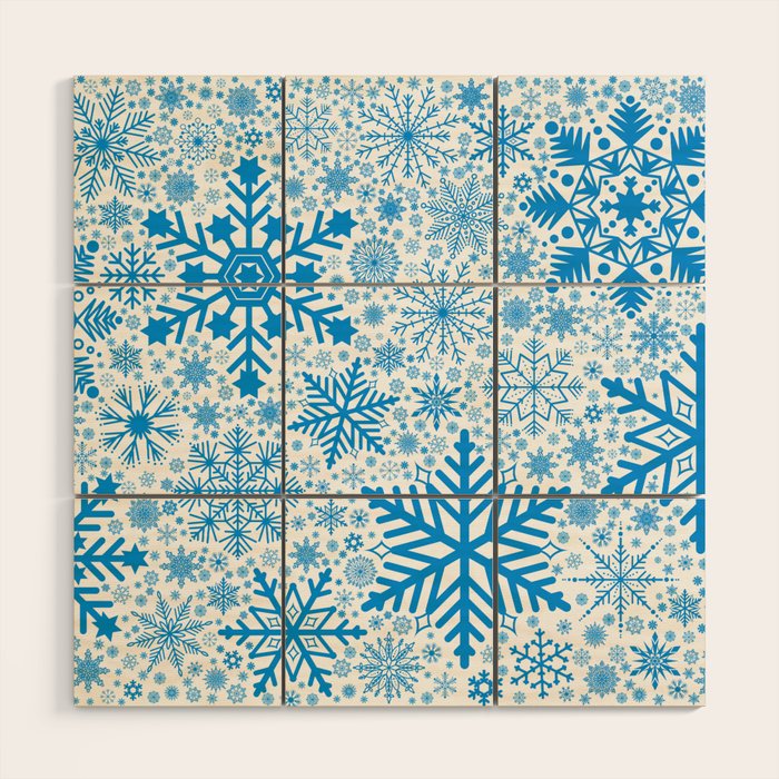 Blue Snowflakes - Light Background Wood Wall Art Gallery Image 1