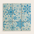 Blue Snowflakes - Light Background Wood Wall Art Gallery Image 1