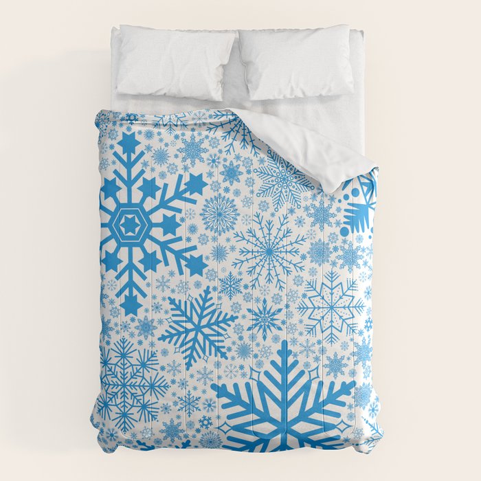 Blue Snowflakes - Light Background Comforter Gallery Image 1