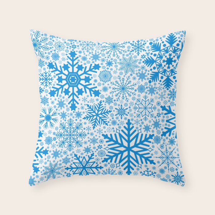 Blue Snowflakes - Light Background Throw Pillow Gallery Image 6