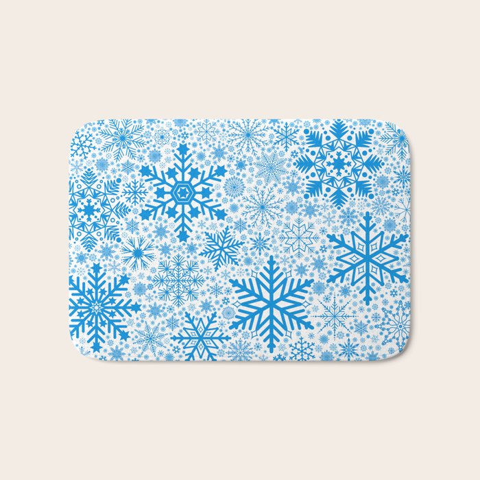 Blue Snowflakes - Light Background Bath Mat Gallery Image 1