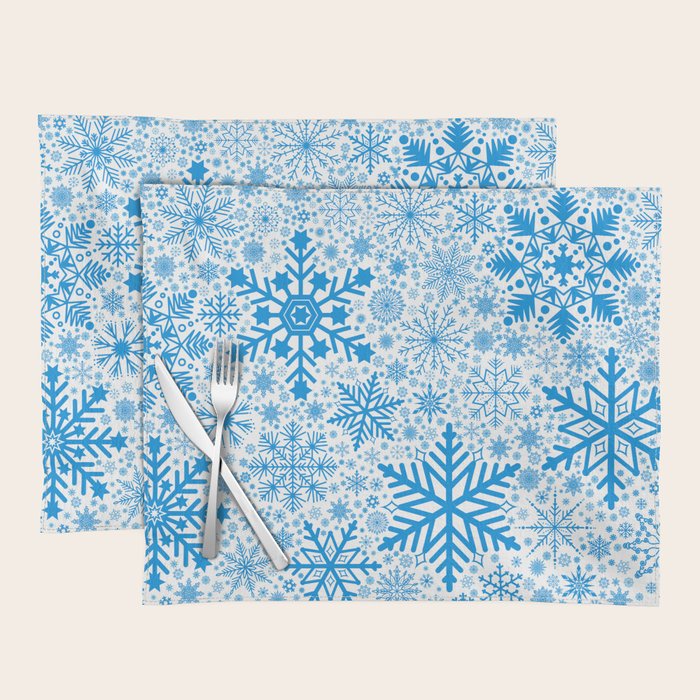 Blue Snowflakes - Light Background Placemat Gallery Image 1