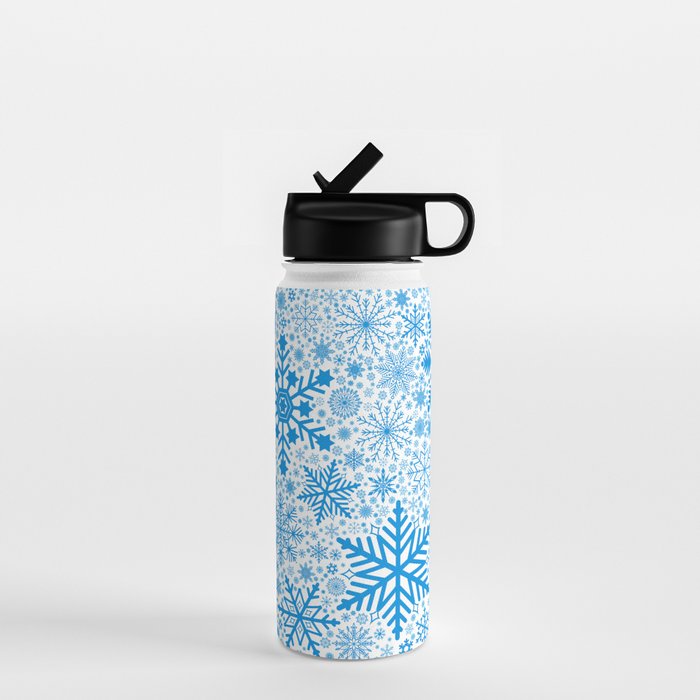 Blue Snowflakes - Light Background Water Bottle Gallery Image 1