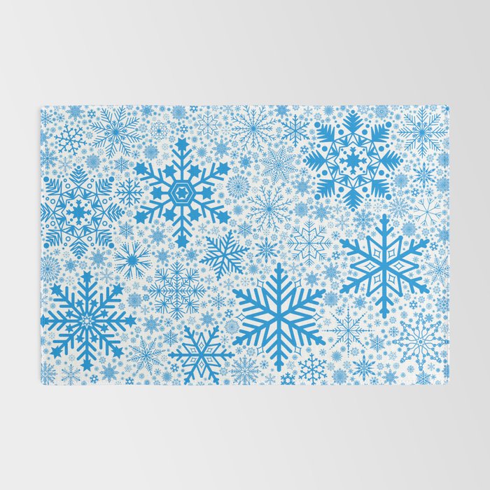 Blue Snowflakes - Light Background Rug Gallery Image 2