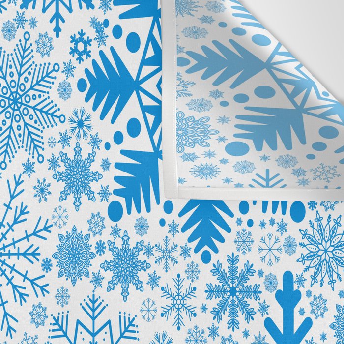 Blue Snowflakes - Light Background Wall Tapestry Gallery Image 3
