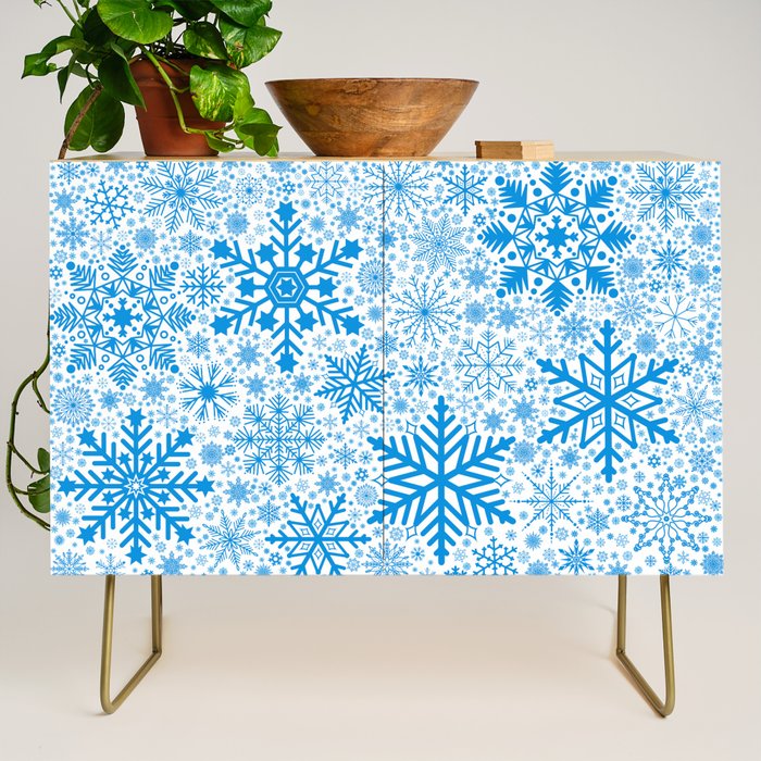 Blue Snowflakes - Light Background Credenza Gallery Image 1