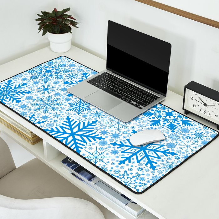 Blue Snowflakes - Light Background Desk Mat Gallery Image 2