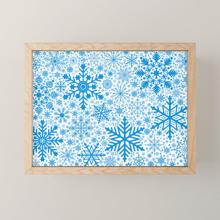 Blue Snowflakes - Light Background Mini Art Print Gallery Image 1