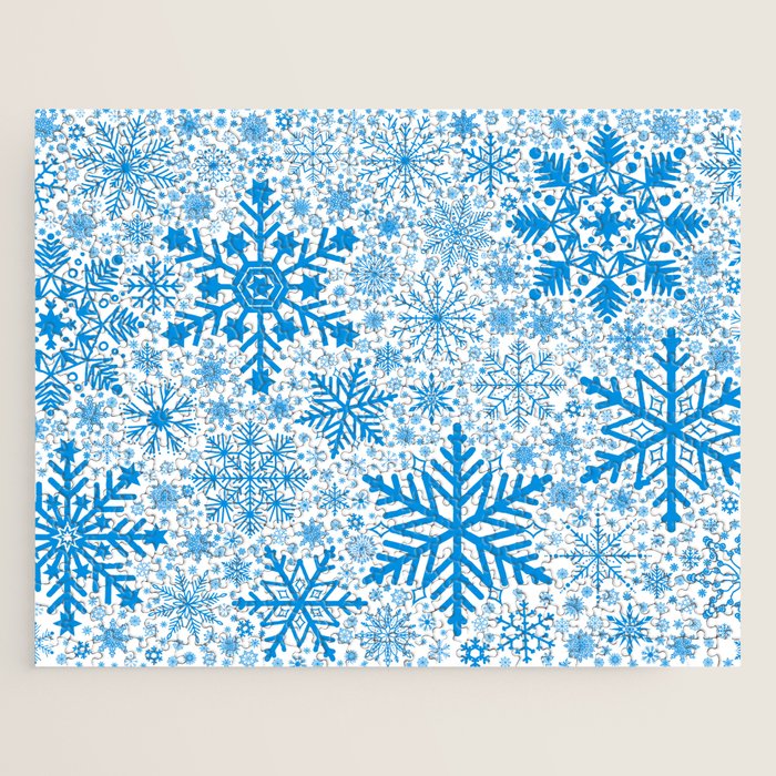 Blue Snowflakes - Light Background Jigsaw Puzzle Gallery Image 1