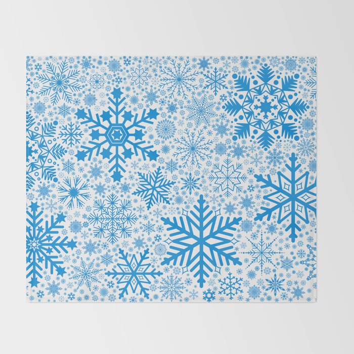 Blue Snowflakes - Light Background Throw Blanket Gallery Image 2