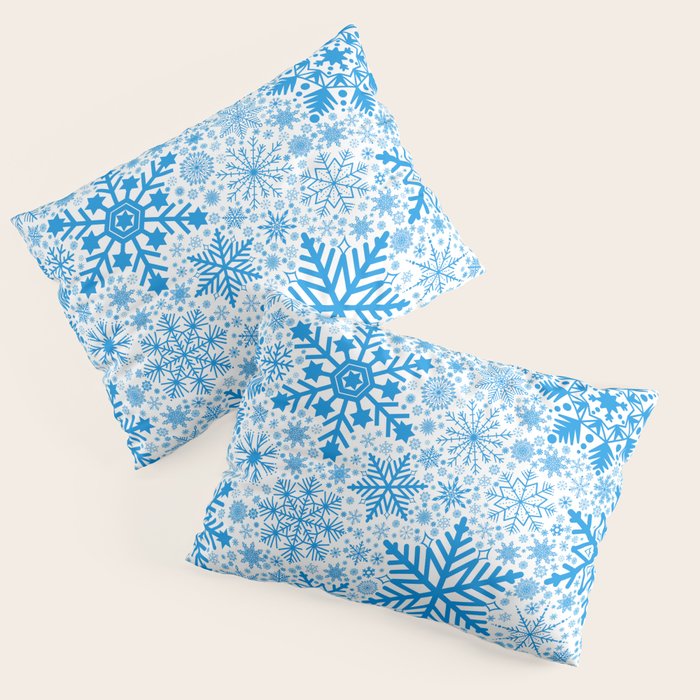 Blue Snowflakes - Light Background Pillow Sham Gallery Image 3