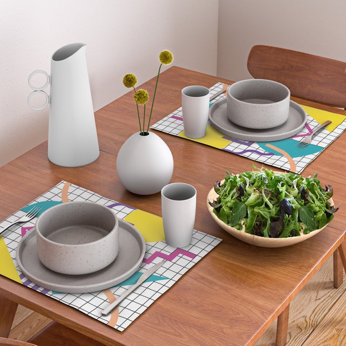 Memphis Pattern - 80s Retro White Placemat Gallery Image 2