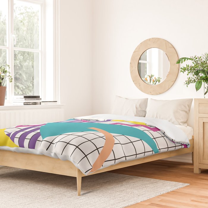 Memphis Pattern - 80s Retro White Duvet Cover Gallery Image 2