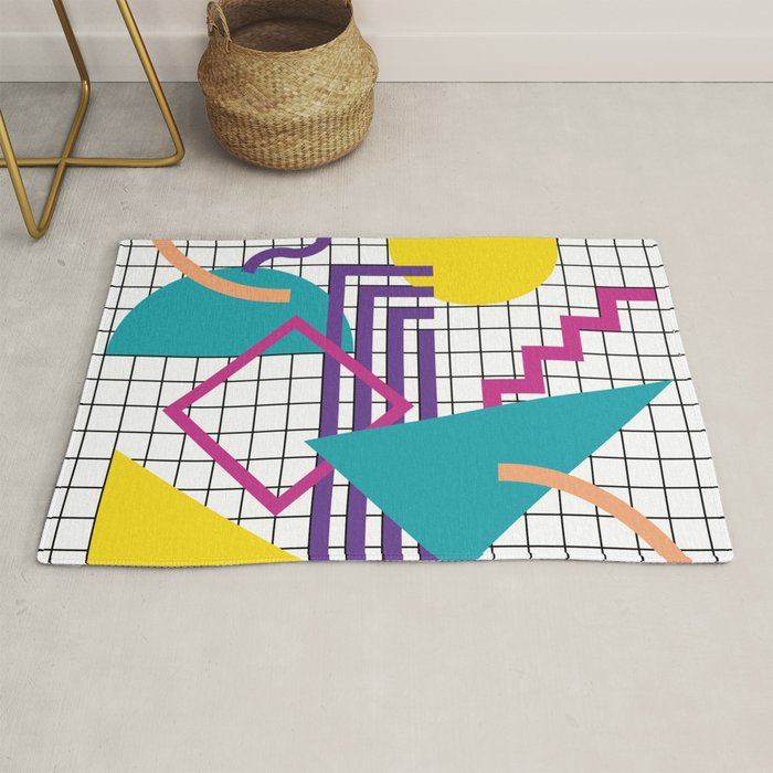Memphis Pattern - 80s Retro White Rug Gallery Image 1