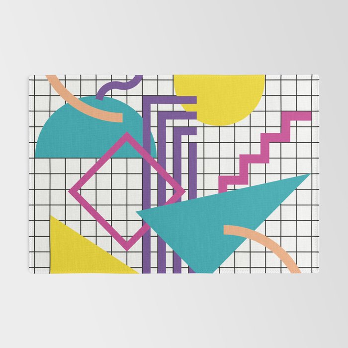 Memphis Pattern - 80s Retro White Rug Gallery Image 2