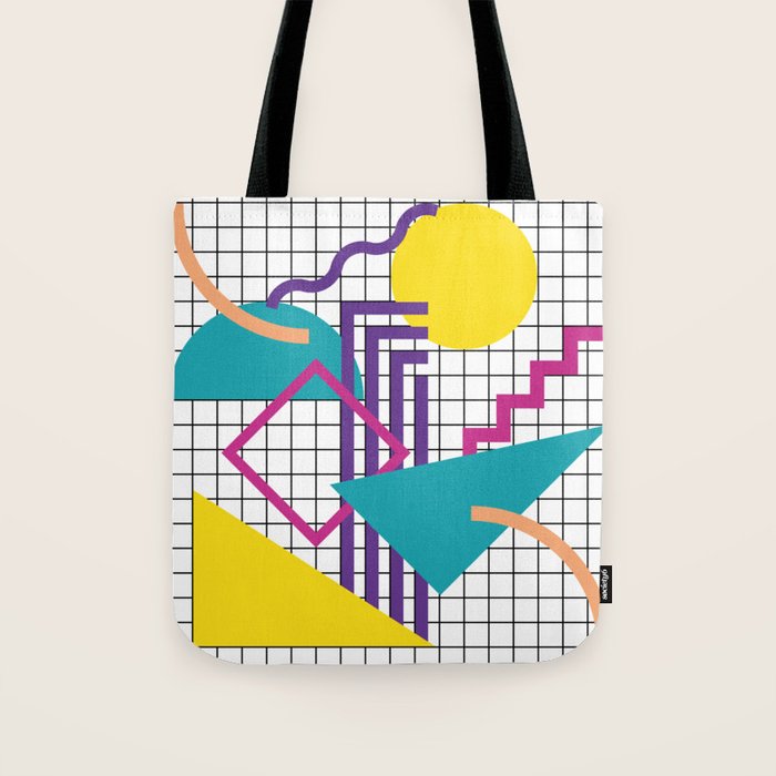 Memphis Pattern - 80s Retro White Tote Bag Gallery Image 1