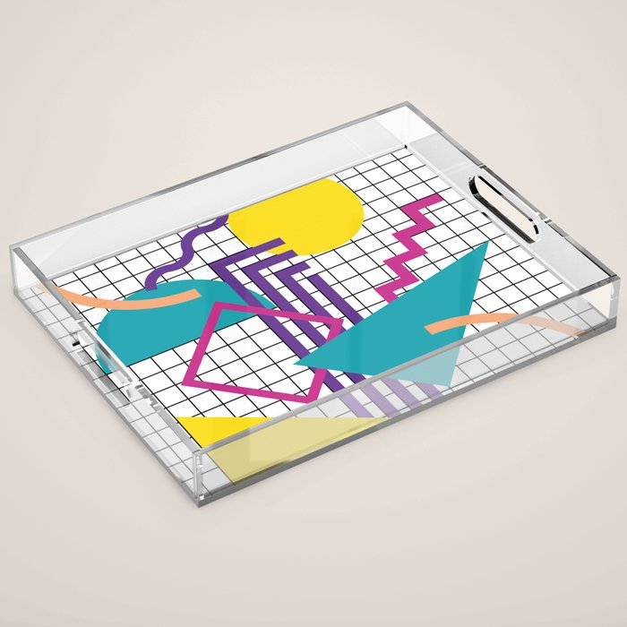 Memphis Pattern - 80s Retro White Acrylic Tray Gallery Image 1