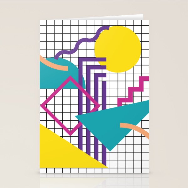 Memphis Pattern - 80s Retro White Stationery Card Gallery Image 2