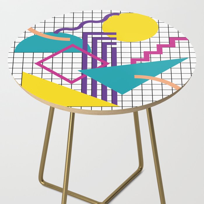 Memphis Pattern - 80s Retro White Side Table Gallery Image 2