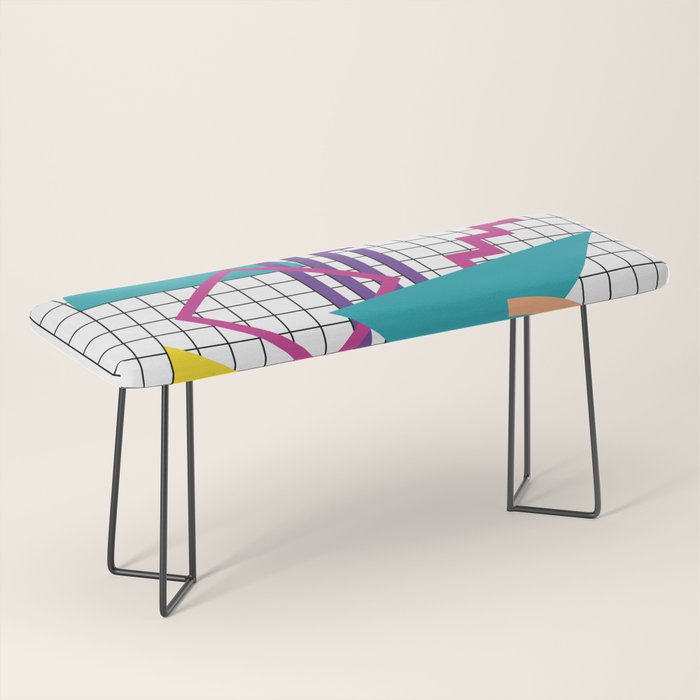 Memphis Pattern - 80s Retro White Bench Gallery Image 1
