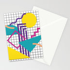 Memphis Pattern - 80s Retro White Stationery Card Gallery Image 2
