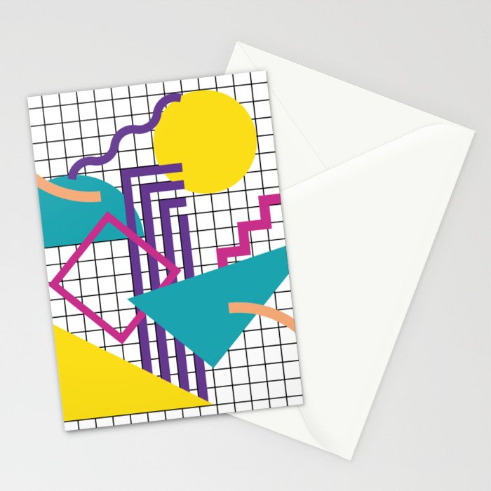 Memphis Pattern - 80s Retro White Stationery Card Gallery Image 2