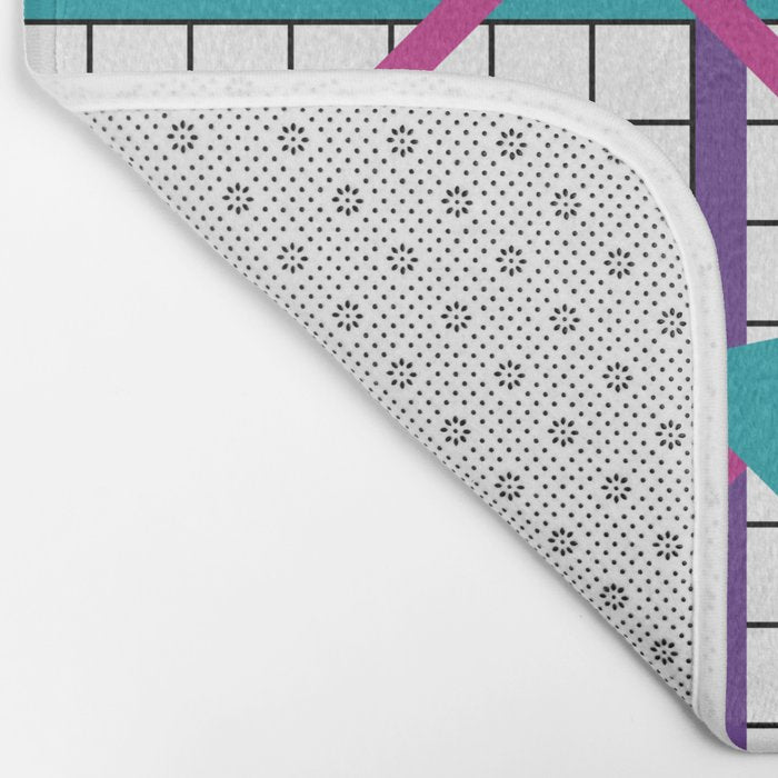 Memphis Pattern - 80s Retro White Bath Mat Gallery Image 2