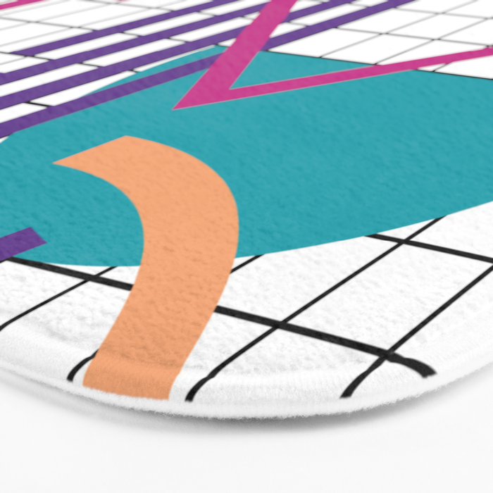 Memphis Pattern - 80s Retro White Bath Mat Gallery Image 3