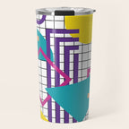 Memphis Pattern - 80s Retro White Travel Mug Gallery Image 1