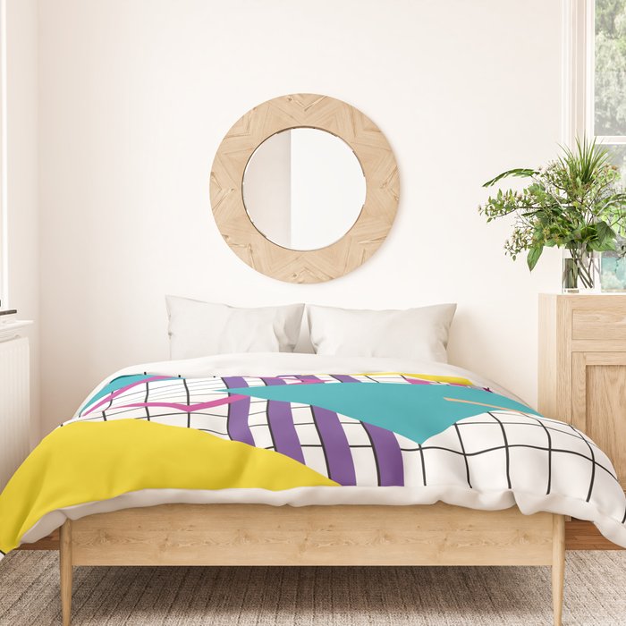 Memphis Pattern - 80s Retro White Duvet Cover Gallery Image 3