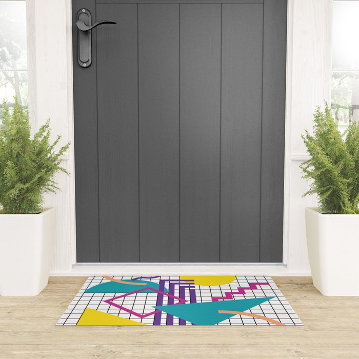 Memphis Pattern - 80s Retro White Welcome Mat Gallery Image 3