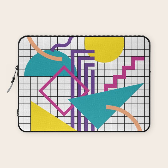 Memphis Pattern - 80s Retro White Laptop Sleeve Gallery Image 1